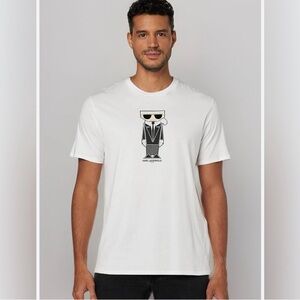 💥NWOT💥KARL LAGERFELD Mens Kocktail Karl Screen Print T-Shirt White Size XL
